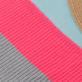 Plus Size Knits Color Blocking Long Sleeve Sweater Cardigan NY-086