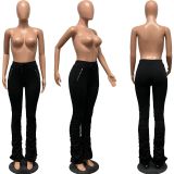 Plus Size Sport Casual Ruched Stacked Pants FSL-F101
