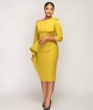 Fashion Irregular Solid Color Evening Dress YS-S835