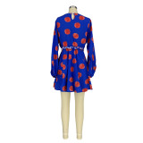 Trendy Printed High Waist Big Swing Mini Dress AIL-120