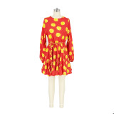 Trendy Printed High Waist Big Swing Mini Dress AIL-120