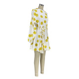 Trendy Printed High Waist Big Swing Mini Dress AIL-120