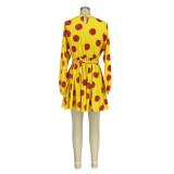 Trendy Printed High Waist Big Swing Mini Dress AIL-120