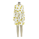 Trendy Printed High Waist Big Swing Mini Dress AIL-120