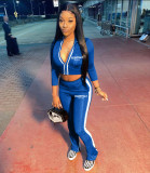 Letter Print Zipper Long Sleeve Pant Sport Two Piece Set NM-8541