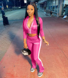 Letter Print Zipper Long Sleeve Pant Sport Two Piece Set NM-8541