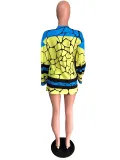 Casual Print Long Sleeve Mini Dress QZX-6270