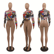Cute Printed Lapel Short Coat MTY-6708