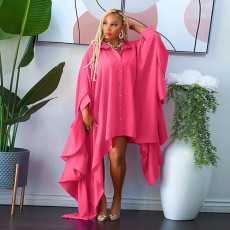 Casual Irregular Bat Sleeve Shirt Dress YF-10324
