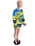 Casual Print Long Sleeve Mini Dress QZX-6270