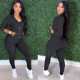 Solid Color Long Sleeve Pant Two Piece Set TE-4508