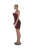 Velvet Feather Splicing Tube Tops Mini Dress MZ-S001