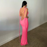Sexy Lace-up Backless Long Dress GSMU-042279