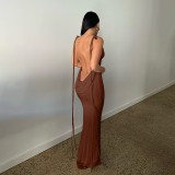 Sexy Lace-up Backless Long Dress GSMU-042279