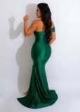 Slash Shoulder Sleeveless Split Evening Dress AIL-232