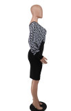 Sexy Print Big V Neck Mini Dress XHXF-337