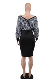 Sexy Print Big V Neck Mini Dress XHXF-337