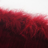 Velvet Feather Splicing Tube Tops Mini Dress MZ-S001
