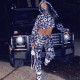 Letter PrInt Hooded Short Coat And Pant Two Piece Set ZDF-31166X