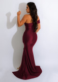Slash Shoulder Sleeveless Split Evening Dress AIL-232