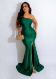 Slash Shoulder Sleeveless Split Evening Dress AIL-232