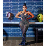 Sexy Mesh Hot Drilling Sleeveless Maxi Dress BY-6075