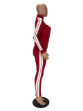 Letter Print Zipper Sport Two Piece Pant Set XYF-9188