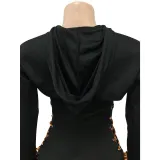 Solid Color Hooded Bandage Dress BY-6088