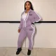 PINK Letter Print Patchwork Sport Two Piece Pant Set YIM-293