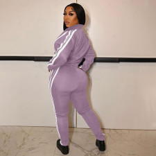 PINK Letter Print Patchwork Sport Two Piece Pant Set YIM-293