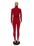 Letter Print Zipper Sport Two Piece Pant Set XYF-9188