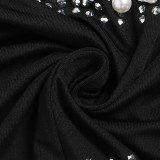 Solid Hot Drilling Deep V Neck Two Piece Skirt Set NY-2608