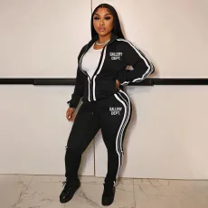 Casual Patchwork Letter Print Sport Two Piece Set XMF-199