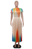 Casual Print Big Swing Long Dress XHXF-8658