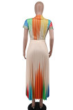 Casual Print Big Swing Long Dress XHXF-8658