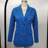 Solid Color Double-Breasted Slim Blazer Coat XMY-9395