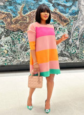 Color Blocking Long Sleeve Casual Dress XHXF-338