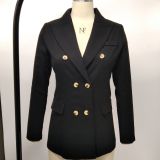 Solid Color Double-Breasted Slim Blazer Coat XMY-9395