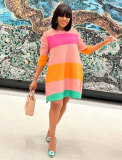 Color Blocking Long Sleeve Casual Dress XHXF-338