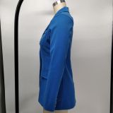 Solid Color Double-Breasted Slim Blazer Coat XMY-9395