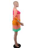 Color Blocking Long Sleeve Casual Dress XHXF-338