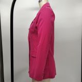 Solid Color Double-Breasted Slim Blazer Coat XMY-9395