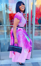 Casual Print Big Swing Long Dress XHXF-8658