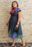 Casual Print Big Swing Long Dress XHXF-8658