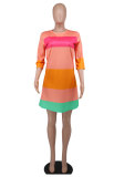 Color Blocking Long Sleeve Casual Dress XHXF-338