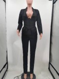 Solid Full Sleeve Blazer  Coat And Pants 2 Piece Suits (With Belt) TK-62010