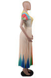 Casual Print Big Swing Long Dress XHXF-8658