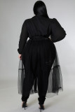 Plus Size Chiffon Mesh Splicing Long Shirt Dress OSM-5298B