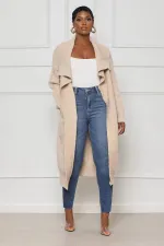 Casual Solid Color Long Knitted Cardigan Coat TR-1241