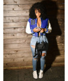 Casual Patchwork Long Sleeve Baseball Jacket WSYF-5958